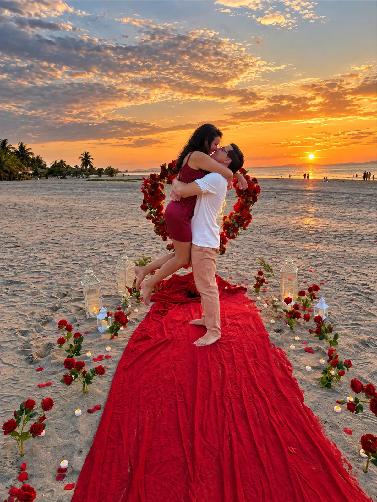 Harold y Allison abrazados entre velas y rosas